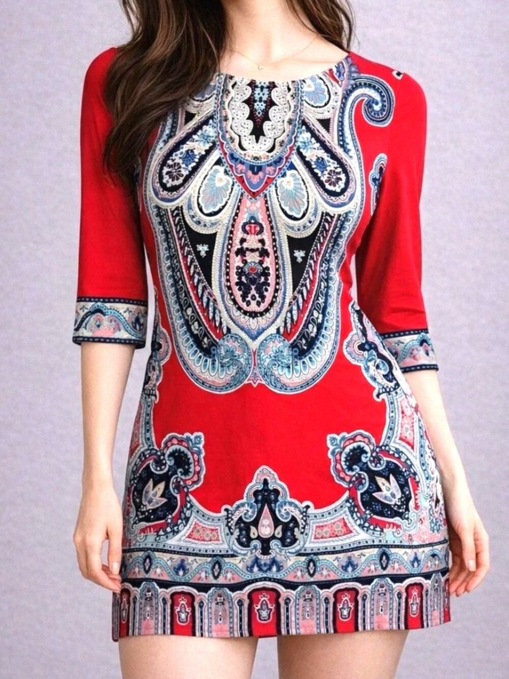 Multicolored paisley and geometric print dress size 6